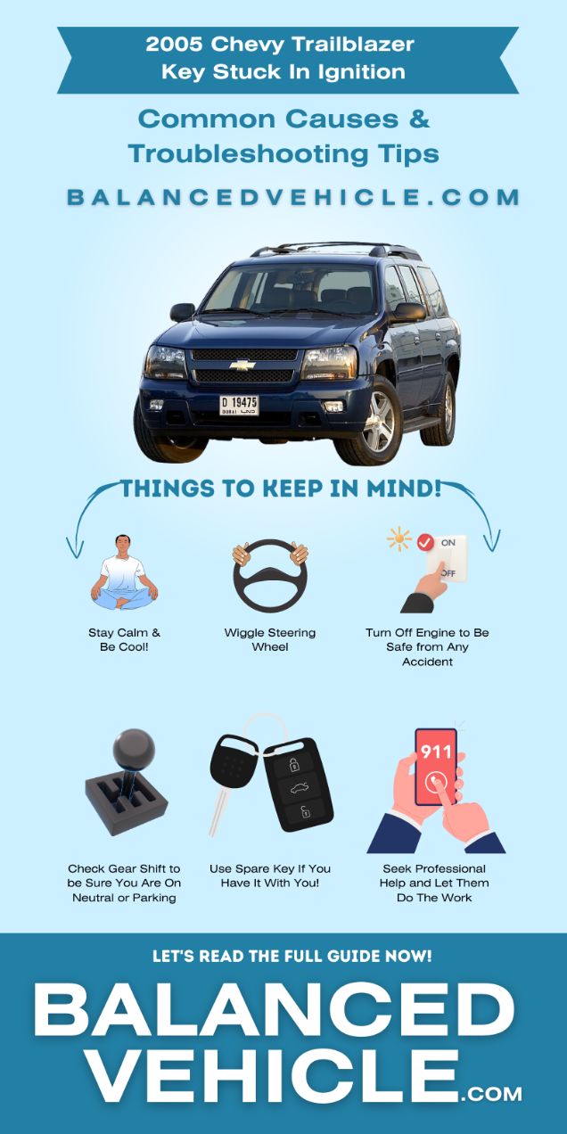 2005 Chevy Trailblazer Key Stuck In Ignition causes and troubleshooting tips infographic