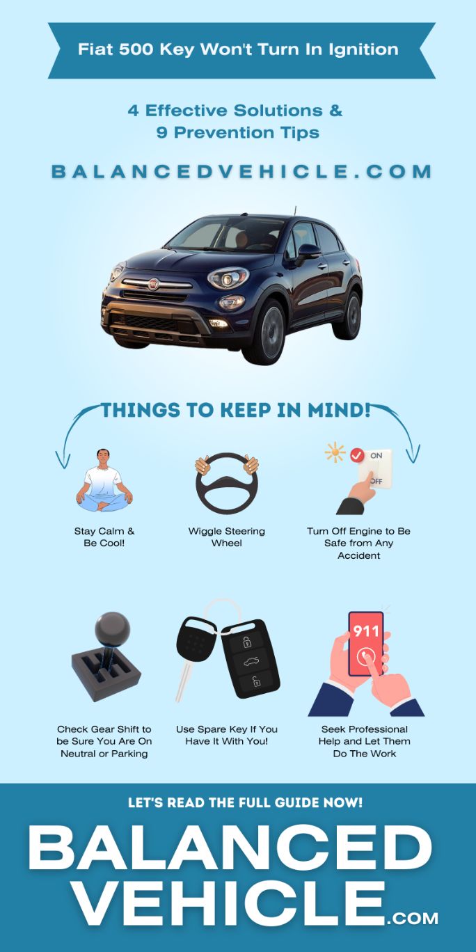 Fiat 500 Key Won't Turn In Ignition - 4 Effective Solutions & 9 Prevention Tips infographics 