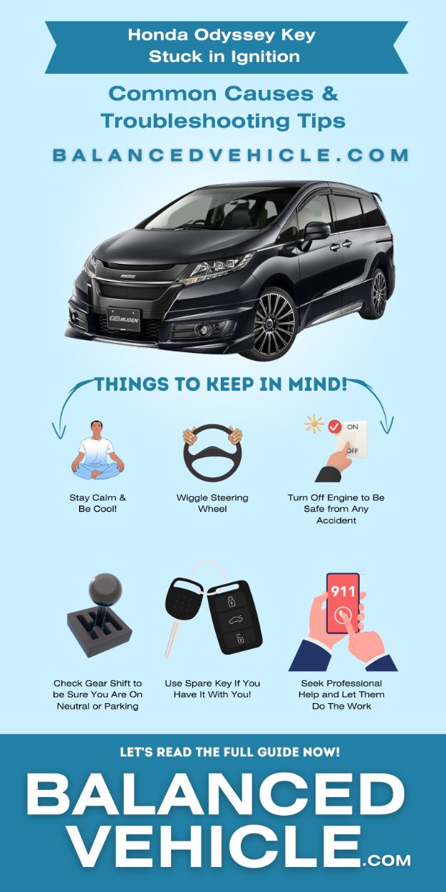 Honda Odyssey key stuck in ignition causes and troubleshooting tips infographic
