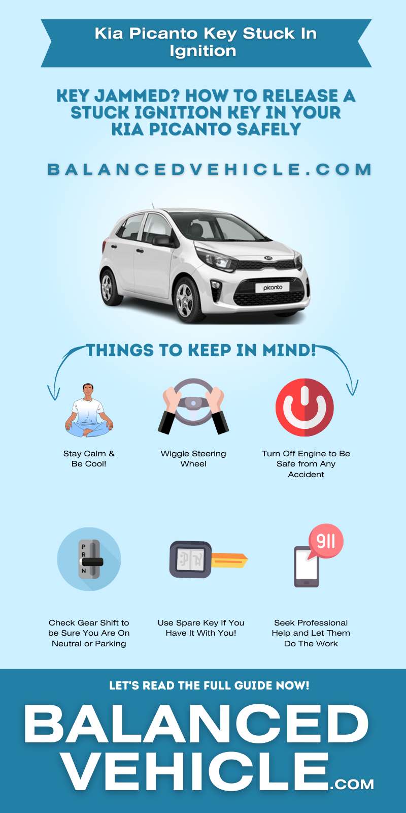 Kia Picanto Key Stuck In Ignition Infographic Guided By BalancedVehicle.com