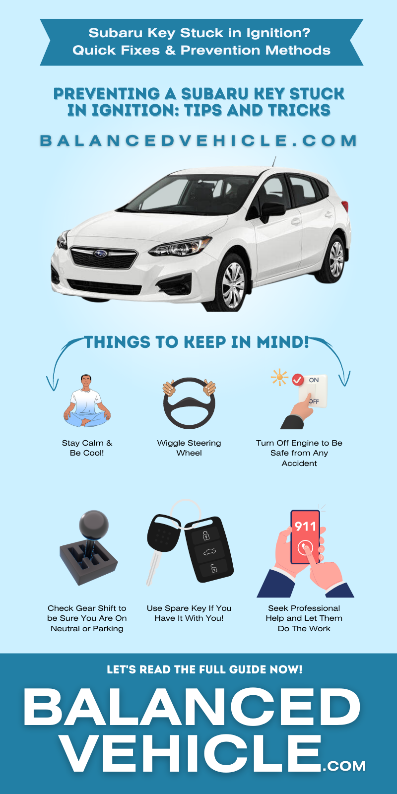 Subaru Key stuck in ignition recall 2021 steps to take and prevention methods infographic